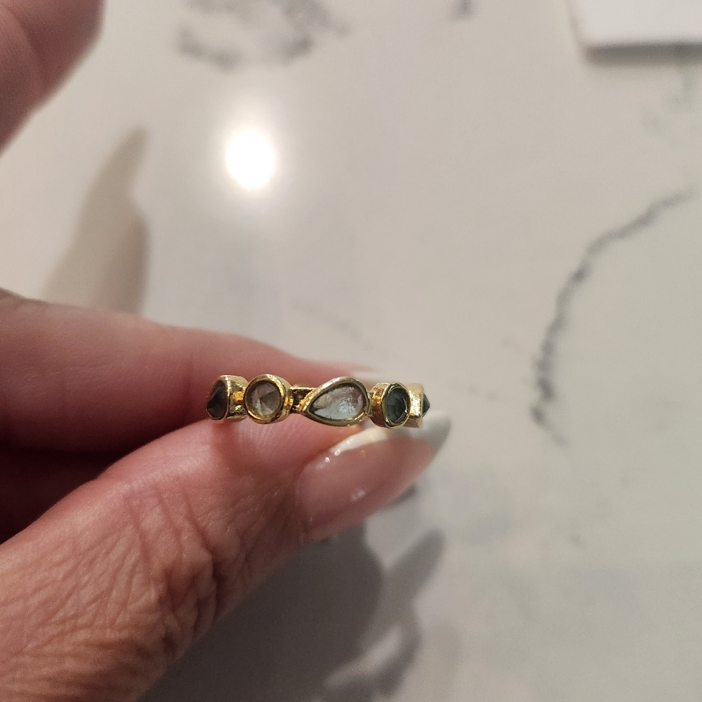 Melinda Maria Isla Gold Ring With Blue Topaz Accents